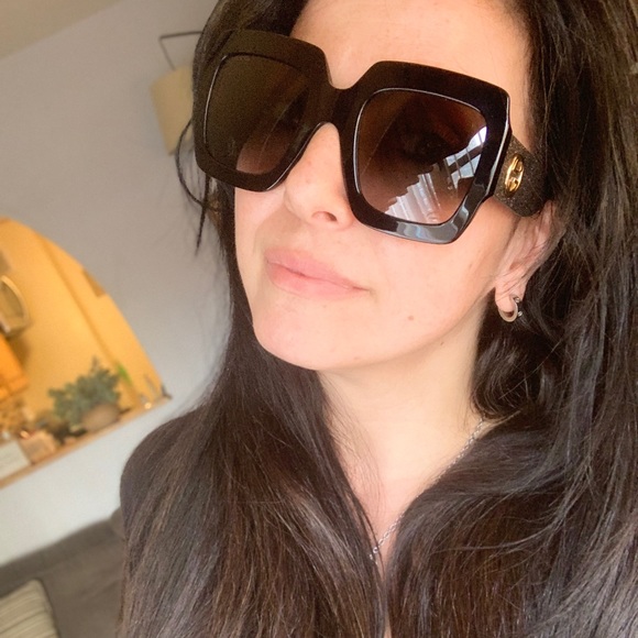 Authentic GUCCI 54mm Glitter Acetate logo oversized sunglasses - Picture 1 of 16